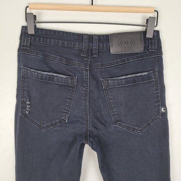 Killstar Trash Talk Skinny Jeans O-Ring Fishnet Distressed Goth Black Size XS - Picture 6 of 15